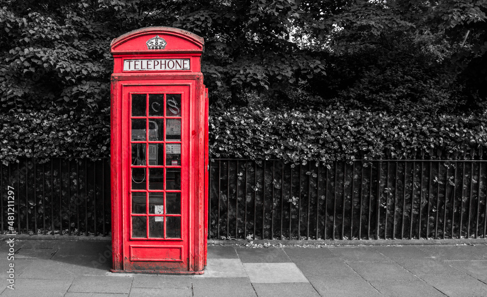 Red telephone box. Traditional iconic booth or kiosk in London, England, United Kingdom. Red telephone box. Traditional iconic booth or kiosk in London, England, United Kingdom.