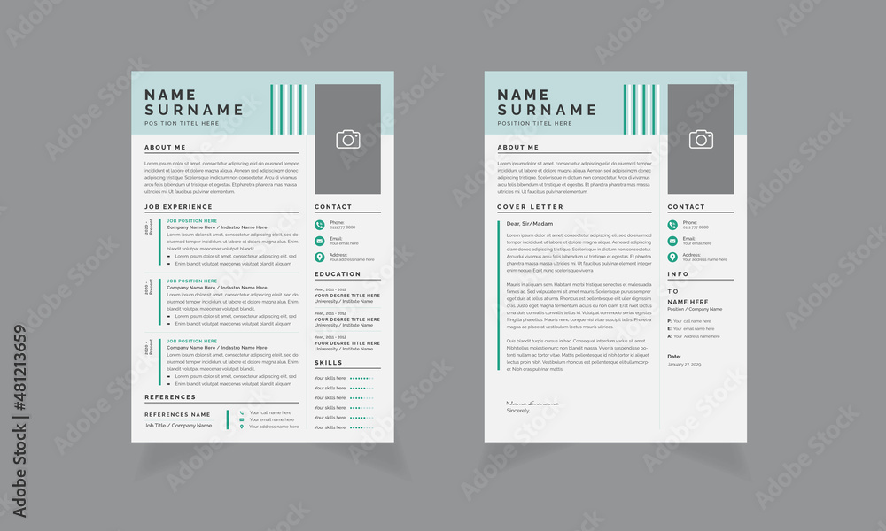 Curriculum Vitae Layout Set with Resume Accents Curriculum Vitae Layout Set with Resume Accents