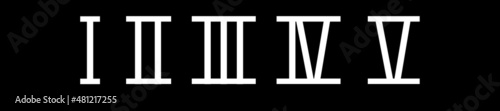 Roman numerals set. Vector illustration isolated on white background