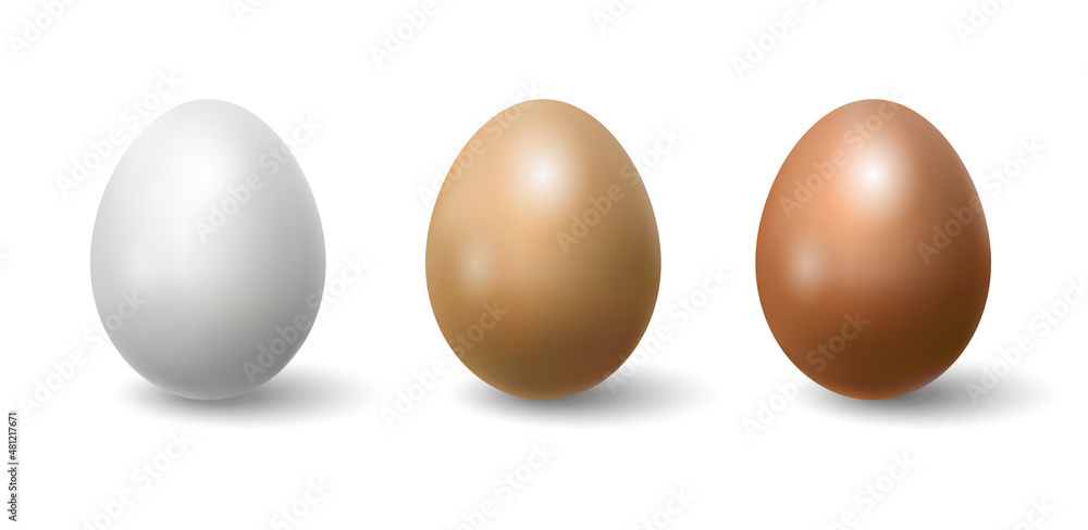 Three realistic eggs. Design element. Vector illustration Three realistic eggs. Design element. Vector illustration