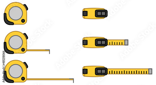 Simple Measuring Tape Tool Clipart Set - Colored