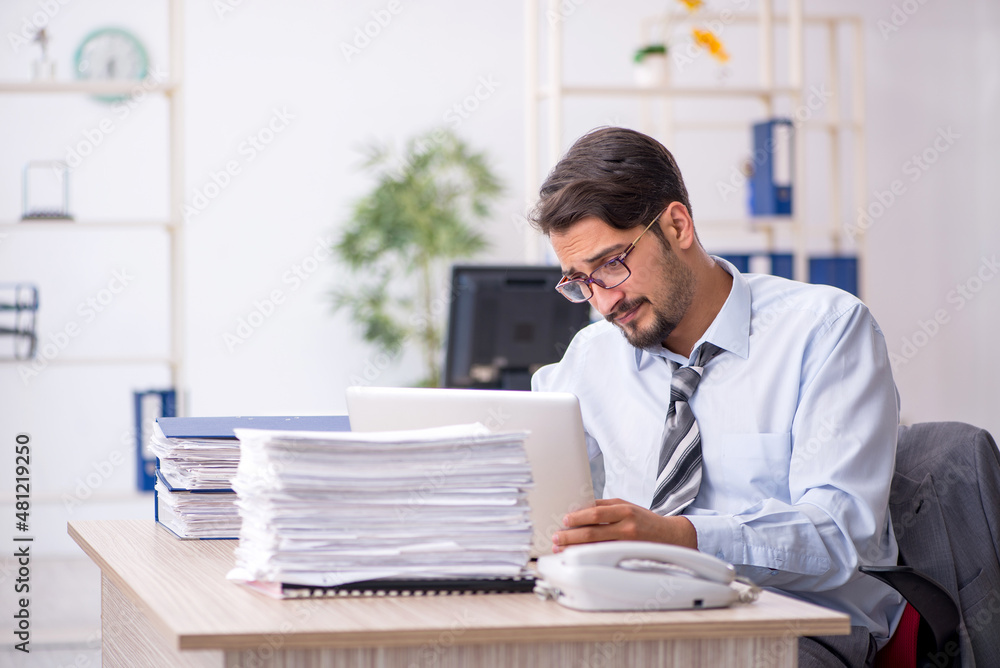 Young businessman employee working in the office Young businessman employee working in the office
