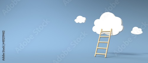 Cloud and ladder - Cloud computing theme - 3D render