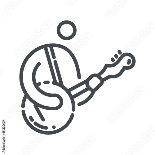 Banjo with musician playing on it isolated on transparent background.