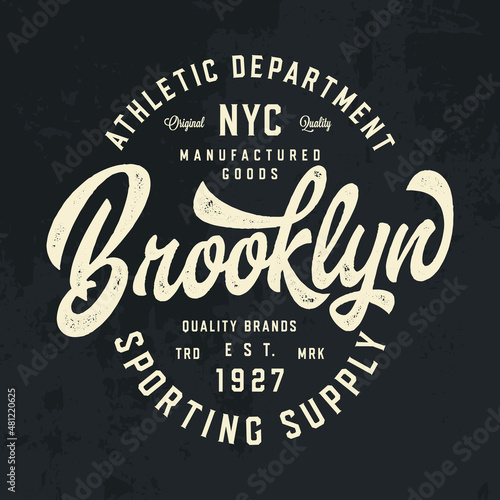 New York. Brooklyn. Athletic Dept. Varsity. T Shirt Design. Vector 