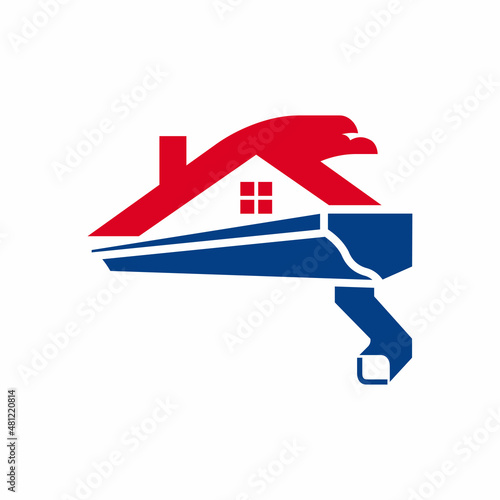 Roof Gutter And Eagle Logo Design