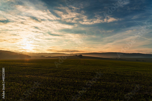  campo de trigo con nubes al fondo en el atardecer © Rosa