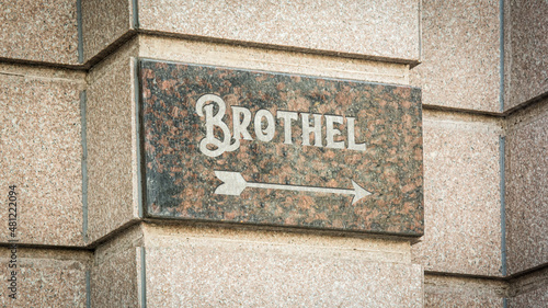 Schilderij op canvas Street Sign to Brothel