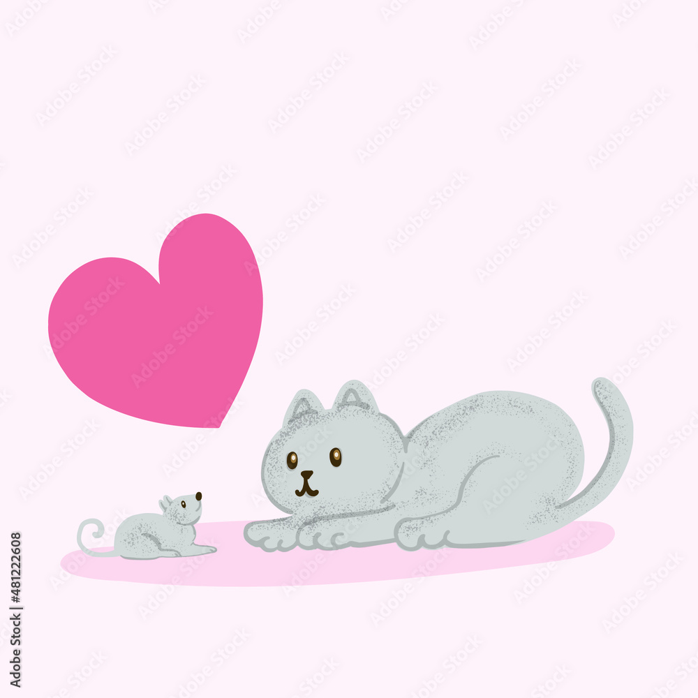 cat with heart hand drawn cartoon vector illustration cat with heart hand drawn cartoon vector illustration