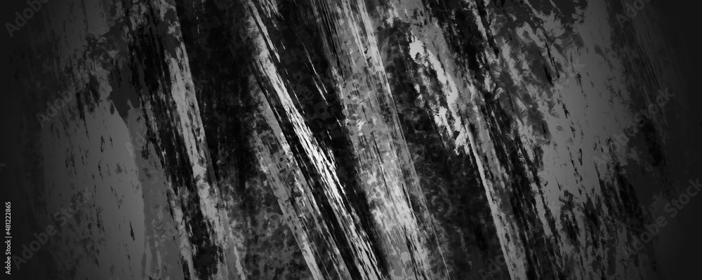 Fototapeta premium Black Concrete Cement Background with Dark Gray Cracks and Crumpled Wrinkles