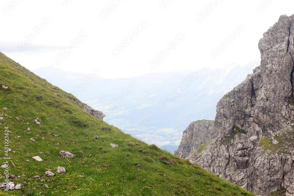 Obraz premium Panorama of Alps opening from Fellhorn peak, Bavaria, Germany