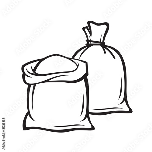 big black knotted sacks icon isolated on white background