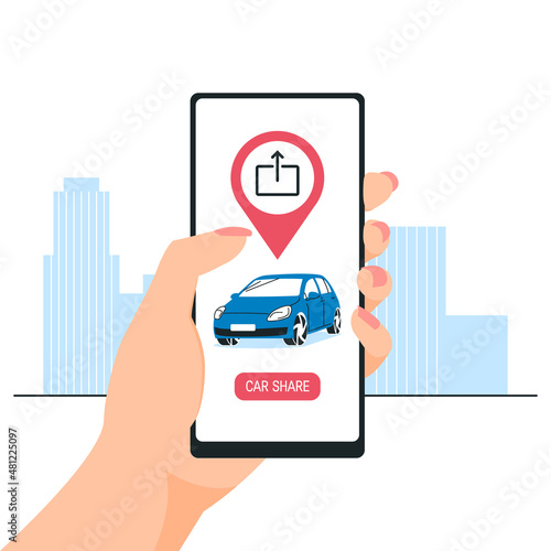 Car sharing concept in flat style, vector