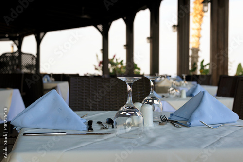 Tables in Greek taverna