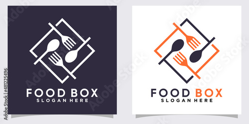 food box logo design with style and creative concept