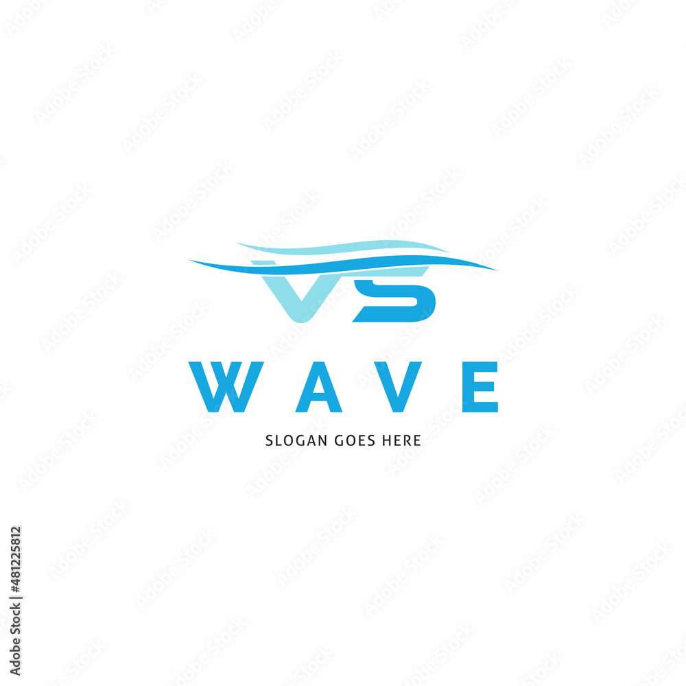 Initial Letter VS Wave Icon Vector Logo Template Illustration Design