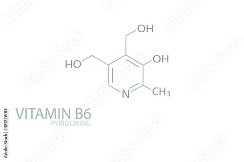 Vitamin B6 (pyridoxine) molecular skeletal chemical formula.	