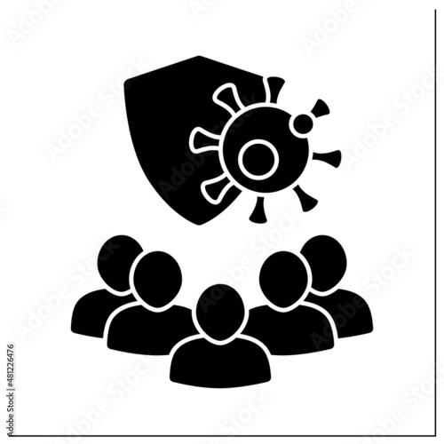 Herd immunity glyph icon. Many people from the community have immunity to covid19 disease. Protection. Pandemic concept.Filled flat sign. Isolated silhouette vector illustration