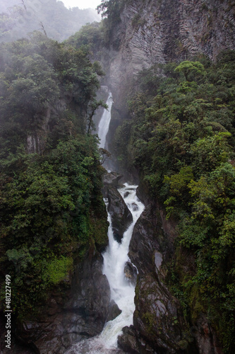 waterfall in the mountains Pailon del diablo Ecuador