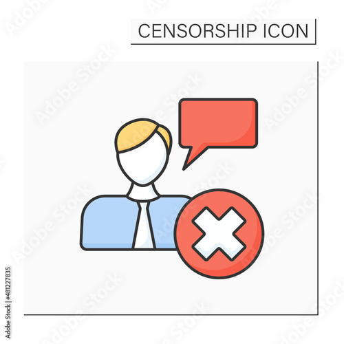 Cancel culture color icon. Call-out culture. Limiting public figures after objectionable or offensive statements. Group shaming. Censorship concept. Isolated vector illustration