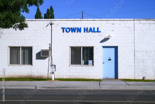 Town Hall facade in Washtucna, Washington, USA