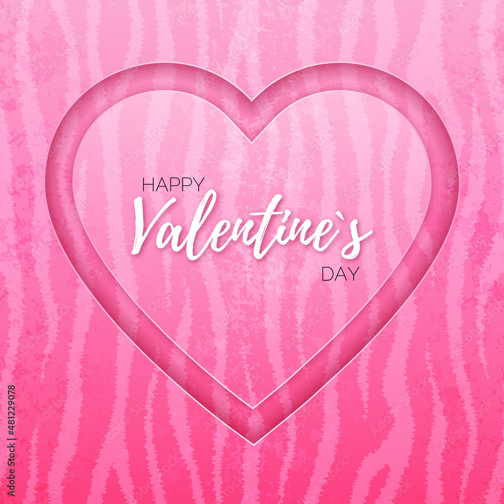Pink valentines card with tiger skin pattern