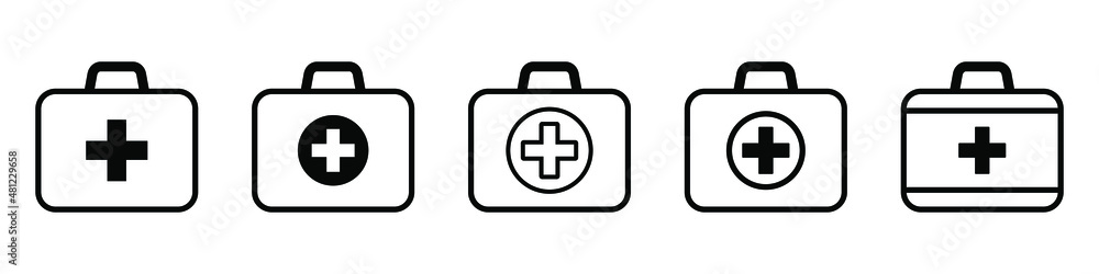 First aid box line icon, medical briefcase icon vector isolated First aid box line icon, medical briefcase icon vector isolated
