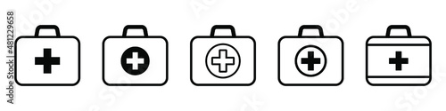 First aid box line icon, medical briefcase icon vector isolated