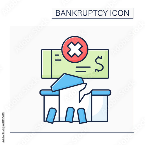 Management color icon. Salvage financial wreckage by optimizing capital and cash flow. Economy collapsed. Bankruptcy concept. Isolated vector illustration 