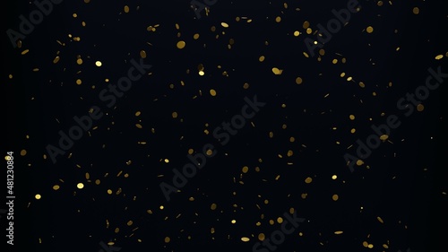 falling glowing golden coins against dark background, 3d render