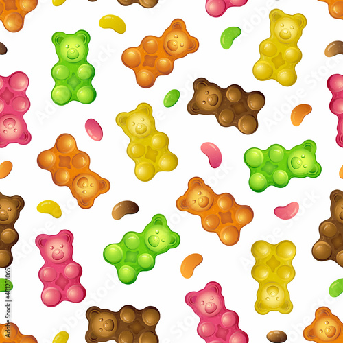 Jelly bear pattern, great design for any purposes. Cartoon sugar. Textile pattern. Vector illustration in on white background.