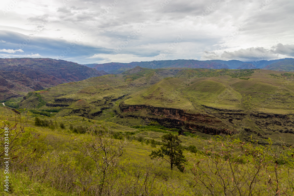 Fototapeta premium Scenic View of Waimea Canyon on a hazy day, Kauai Island, Hawaii
