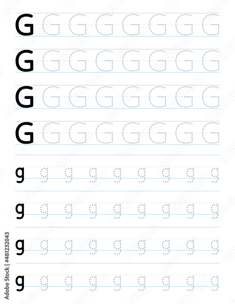 Obraz premium Tracing letter g worksheet for preschool
