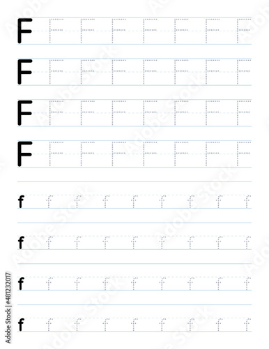 Tracing letter f worksheet for preschool