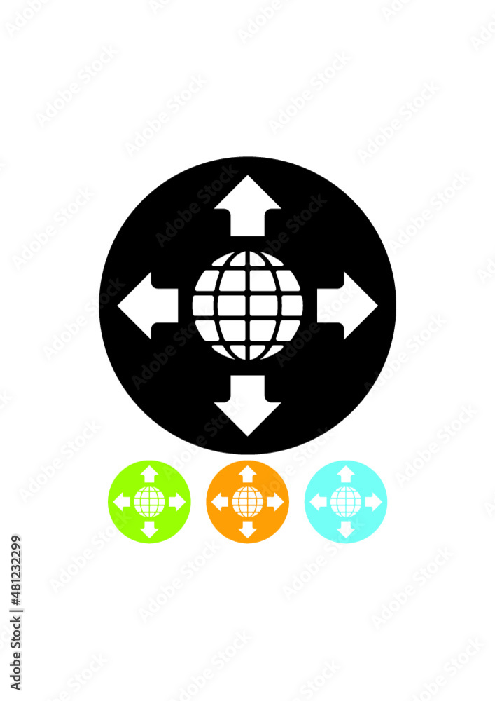 Earth Map Directions. Globe vector icon Earth Map Directions. Globe vector icon