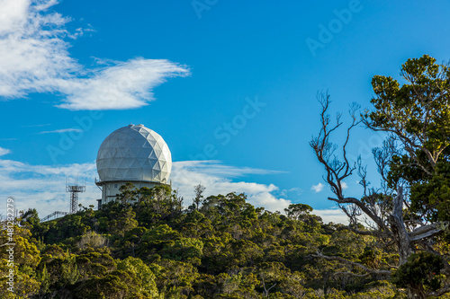 View of Radome geodesic dome on the top of Waimea Canyon on Kauai Island, Hawaii photo