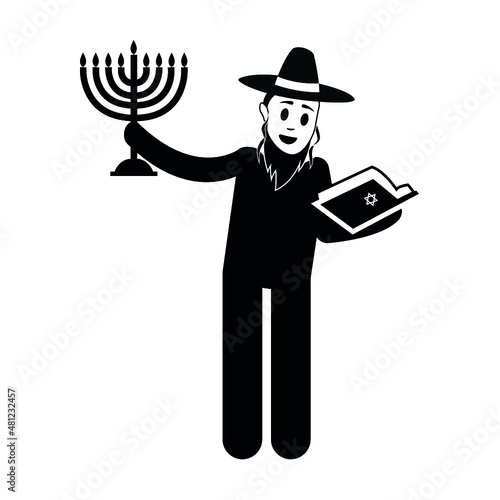 Symbol of the Judaic religion with a Rabbi who prays and preaches in front of his faithful by wearing a traditional dress.