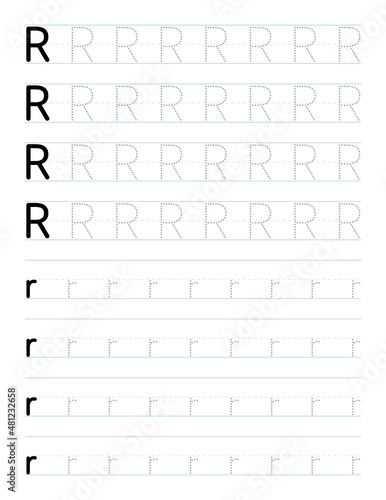 Tracing letter r worksheet for kids