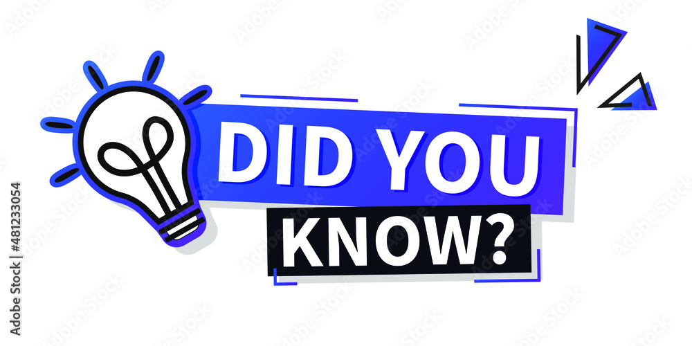 Did You Know label design with light bulb and rays. Logo design. Vector illustration.