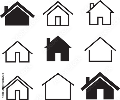 house icon set. flat style house collection. house symbol vector collection. property icons