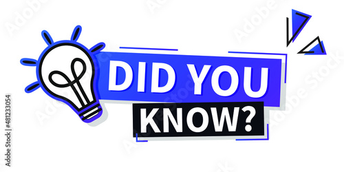 Did You Know label design with light bulb and rays. Logo design. Vector illustration.