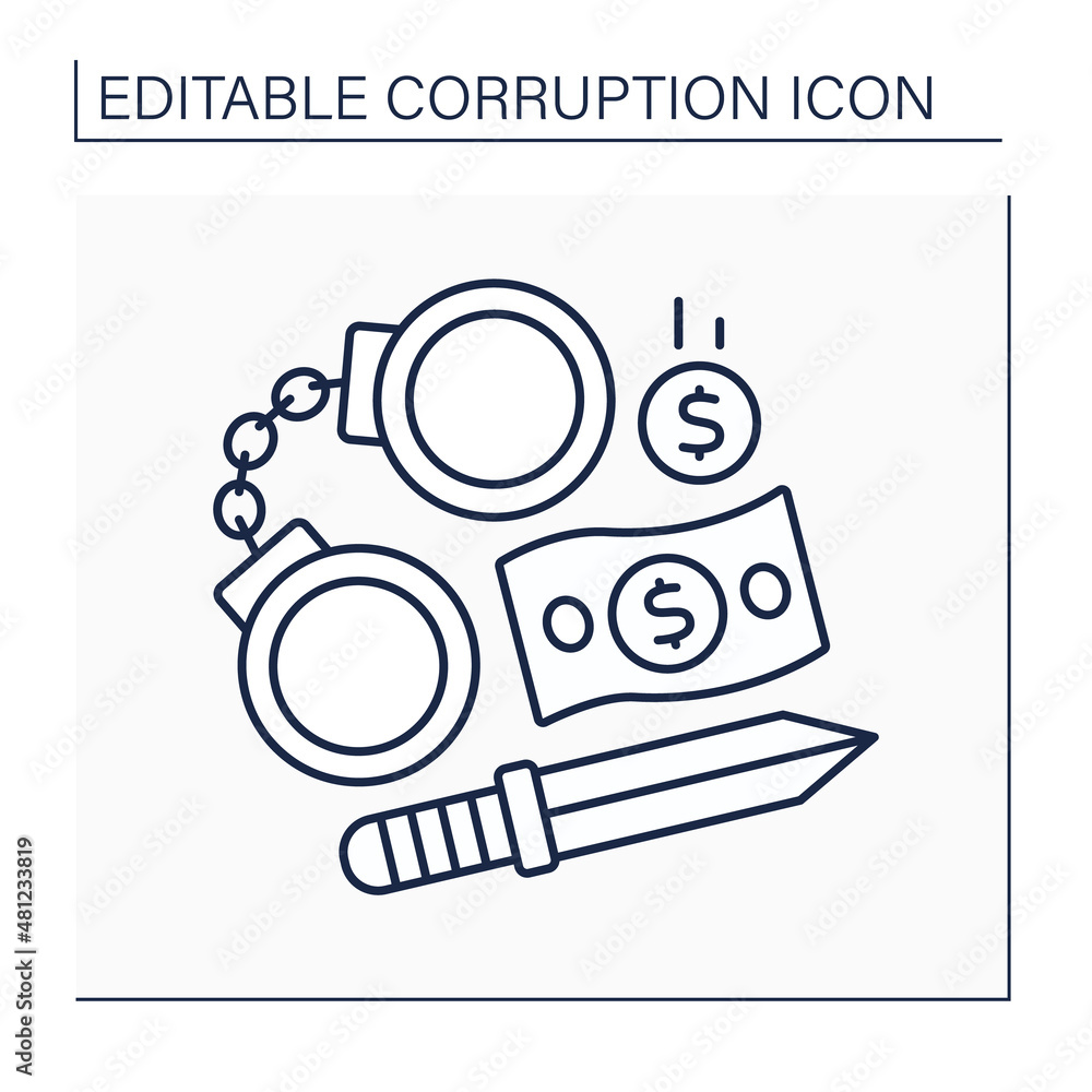 Naklejka premium Bloody money line icon. Compensation for crime. Money obtained at cost of people lives. Corruption concept. Isolated vector illustration. Editable stroke