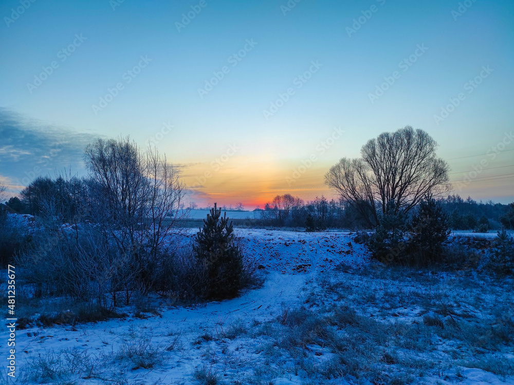 sunrise in the winter sunrise in the winter