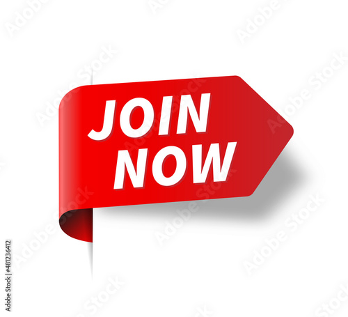 Vector Illustration Join Now Red Banner, Label
