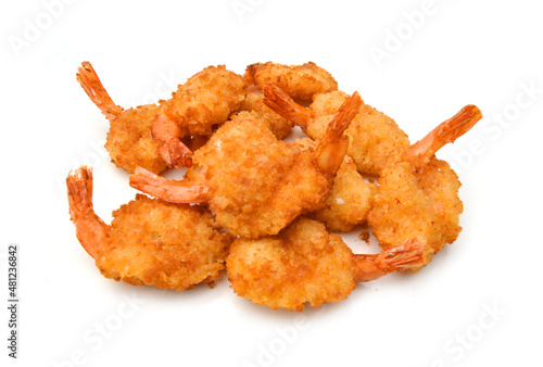 Quadro su tela Stack butterfly shrimps on white background