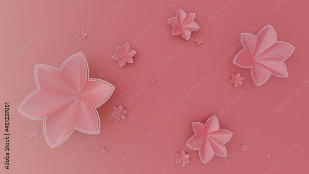 Pink flowers beauty background 3d rendering