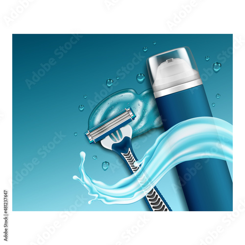 foam cream gel poster shave bubble. creamy body. realistic vector illustration