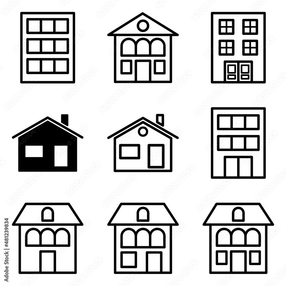 Fototapeta premium House Flat Icon Set Isolated On White Background