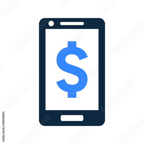 Mobile, online, payments icon. Simple editable vector design isolated on a white background.