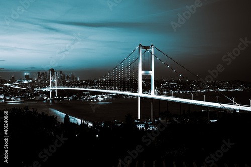 Fototapeta Naklejka Na Ścianę i Meble -  Istanbul background photo. Monochrome Bosphorus Bridge background.